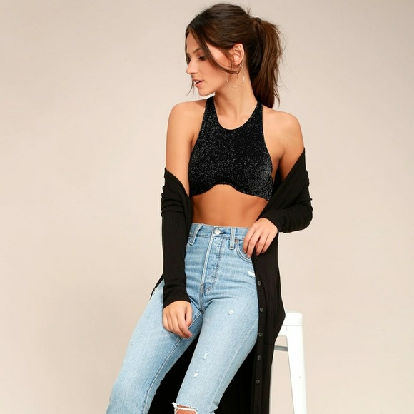 Lulus Other - Lulu's Black Metallic Underwire Bra